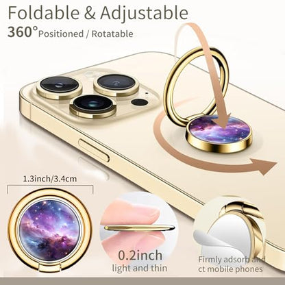 Cell Phone Ring Holder, Cute Phone Ring Grip Stand, 360°Rotation Funny Metal Kickstand Finger Grip Purple Beautiful Universe - color: Purple Beautiful Universe
