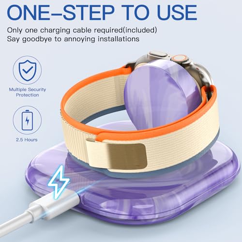 for Apple Watch Charger Stand, Magnetic Fast Charging Dock Portable Design - color: Marble Purple