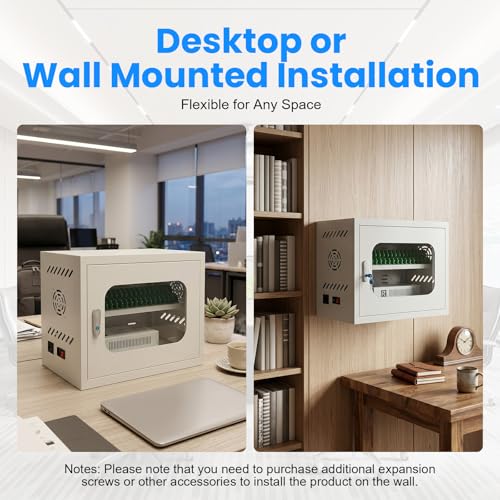 20-Device Charging Station, Charging Cabinet for Cellphones, Rechargeable Cellphone Locker Storage Charging Station, Locking and Charging Phone Storage Box with Cable Management - color: White-20 Slots