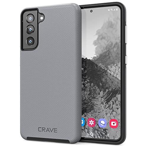 Crave for Galaxy S21 Case, Shockproof Protection Dual Layer Case for Samsung Galaxy S21, S21 5G (6.2 inch) - Slate - color: Slate, size: Galaxy S21