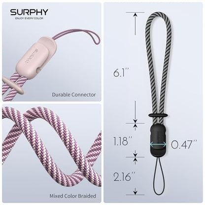 SURPHY 2 Pack Phone Lanyard, Phone Wrist Strap for Case, Camera Wrist Strap - color: Pink & Black