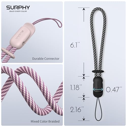 SURPHY 2 Pack Phone Lanyard, Phone Wrist Strap for Case, Camera Wrist Strap - color: Pink & Black