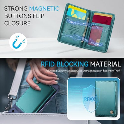 Defencase for Magsafe Wallet Magnetic Card Holder RFID Blocking, Blue Green - color: Fashion Blue Green