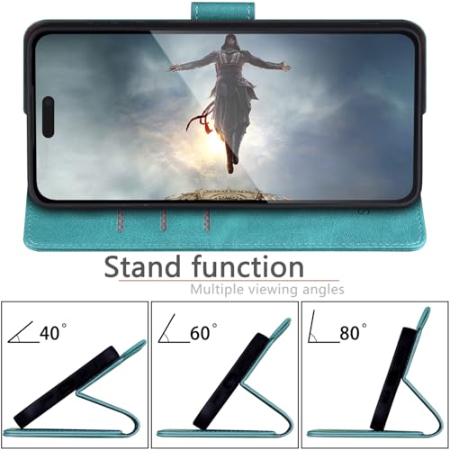 SUANPOT Compatible with iPhone 17 6.3" Wallet case with RFID Blocking Credit Card Holder,Flip Book PU Leather Protective Cover Women Men for Apple 17 Phone case Blue Green - color: Blue Green, size: iPhone 17 6.3"