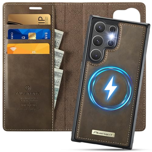 for Samsung Galaxy S25 Ultra 2in1 Detachable Wallet Case, Brown | Compatible with Magsafe, Magnetic, RFID Blocking Card Holder, Shockproof, Kickstand, Wireless Charging, PU Leather Flip Cover - color: Retro Brown, size: Galaxy S25 Ultra - 6.9"