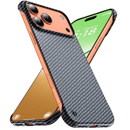GRECAZO Ultra Thin Carbon Fiber Texture Case for iPhone 17 Pro Max, Black | Frosted Skin-Like Soft Touch Matte Hard PC Back Cover, Slim Fit Lightweight Frameless Borderless Minimalist Design, 6.9 Inch - size: iPhone 17 Pro Max