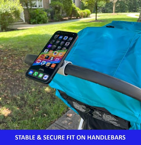 Maxby Stroller Phone Holder with MagSafe-Compatible Mount and Snap-On Clamp