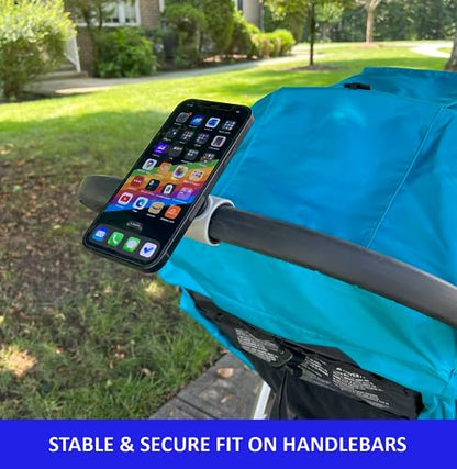 Maxby Stroller Phone Holder with MagSafe-Compatible Mount and Snap-On Clamp