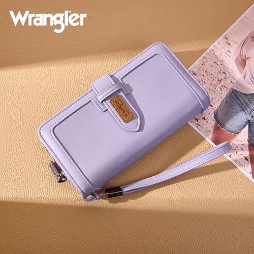 X Wrangler Women's Wallets Bifold Wristlet Wallets for Women Large Capacity Credit Card Wallet with ID Window - color: Purple