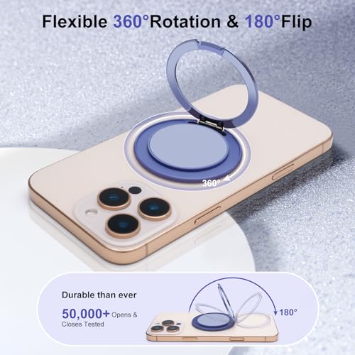 Cell Phone Ring Holder 360° Rotation Universal Metal Phone Grip Finger Ring Stand (Purple)