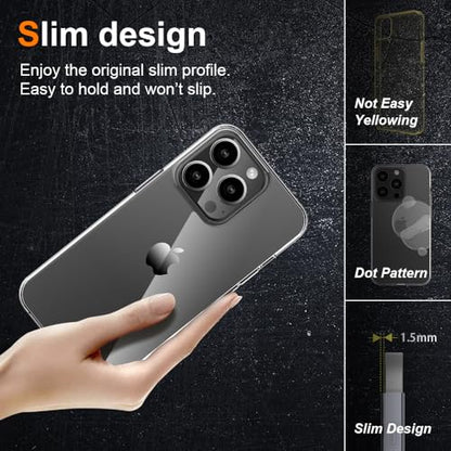 Silicone Clear iPhone 15 Pro Max Case,Ultra Thin with Comfort Grip | Soft Slim-Fit TPU iPhone 15 Pro Max Phone Cover,Non-Slip,Shockproof Protection,Scrath-Resistant - size: iPhone 15 pro max case