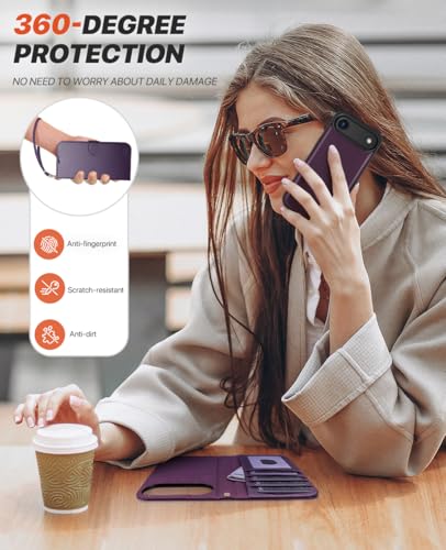 OCASE for iPhone Air Detachable Wallet Case with Card Holder, 2 in 1 PU Leather Flip Folio with RFID Blocking Stand Wrist Strap Shockproof Phone Cover 6.5 Inch 2025, Dark Purple - color: Dark Purple, size: iPhone Air
