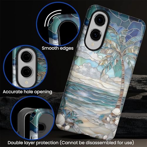 Case for Samsung Galaxy S25 Edge,Anti-Scratch Full-Body Cover Shockproof Slim Design Case,PC Hard Shell & Silicone Inner Bumper -Beach Palm Tree - color: Beach Palm Tree, size: Galaxy S25 Edge