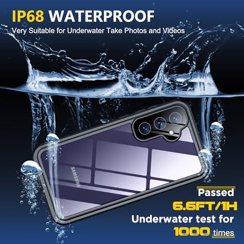 SPIDERCASE for Samsung Galaxy S24 Case Waterproof, Built-in Screen & Camera Protection [12FT Military Shockproof] IP68 Full-Body Anti-Scratched Cell Phone Sleeves for Galaxy S24, Black