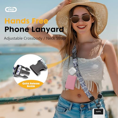 Icycay Phone Lanyard Crossbody Strap Neck Adjustable Teacher Women Boho - color: Boho Navy Blue