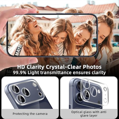 [2+2 Pack Flexible Back Screen Protector + Tempered Glass Camera Lens Protector for iPhone 17 Pro, HD Clear Anti Scratch Self-Healing Not Glass Full Wrapped Edge Soft TPU Hydrogel Film