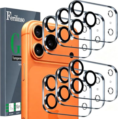 Ferilinso 6 Pack Camera Lens Protector for iPhone 17 Pro, Tempered Glass | 9H+ Hardness, Military-Grade Shatterproof Camera Cover, Case Friendly, HD, Anti-Scratch, No Flash Glare for Night Shooting - size: 6.3 inches