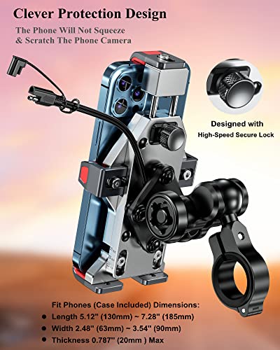 BRCOVAN Aluminum Alloy Motorcycle Phone Mount with Qi 15W Wireless Charger - color: SILVER