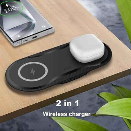 40W Wireless Charging Pad, Dual 20W Fast Wireless Charging Mat for Samsung Galaxy S25,S24,S23/Note 20/10/Buds,15W Wireless Charger Station for iPhone 17 16 15 14 13 8/SE/X/XS (Black) - color: Black