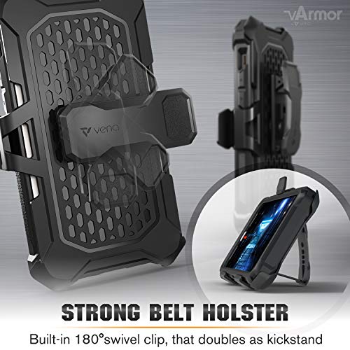VENA vArmor for iPhone 12 / iPhone 12 Pro Rugged Case | Military-Grade Drop Protection, Belt Clip Holster and Kickstand for everyday protection, Works with Wireless Charging