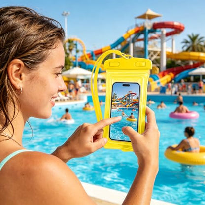 Universal Phone Dry Bag Waterproof Case for Smartphone, Touch Screen Friendly Floatable Pouch for Swimming Beach Boating Kayak (Yellow) - color: Yellow