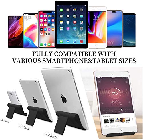 Cell Phone Stand for Desk, 2 Pack Foldable Phone Holder for Office Kitchen Travel, Compatible With iPhone iPad Switch and All Smartphones (Black)