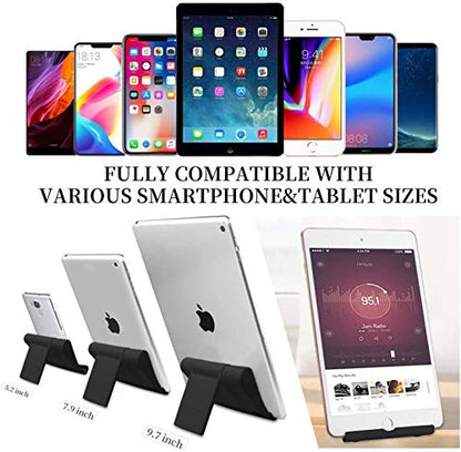 Cell Phone Stand for Desk, 2 Pack Foldable Phone Holder for Office Kitchen Travel, Compatible With iPhone iPad Switch and All Smartphones (Black)