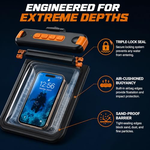 Sinkry Waterproof Phone Pouch Holder Underwater Dry Bay Case Outdoor Sports for Swimming Diving Floating Black
