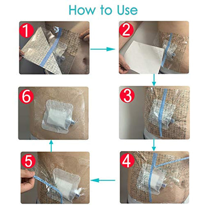 Waterproof Shower Protector Bandage 10x12 inch for Large Port Surgery Incisions Guard Tattoo Second Skin Healing Aftercare Cover Bath Patch Transparent Film Clear Adhesive Wounds Dressing (Pack of 25) - size: 10x12 Inch (Pack of 25)