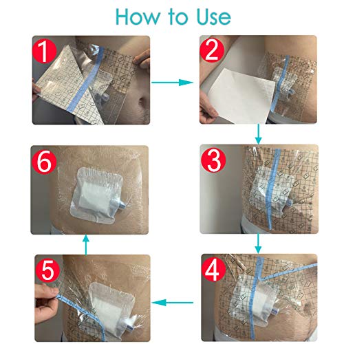 Waterproof Shower Protector Bandage 6x8 inch for Large Port Surgery Incisions Cover Guard Tattoo Second Skin Healing Aftercare Bath Patch Transparent Film Clear Adhesive Wounds Dressing (Pack of 50) - size: 6x8 Inch (Pack of 50)