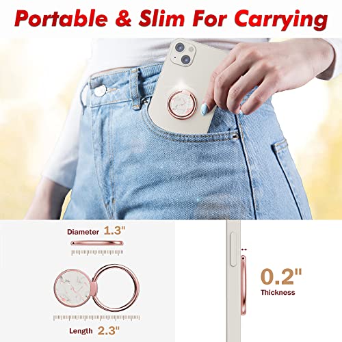 Phone Ring Grip Holder, 360° Rotation Cell Phone Grip Stand, Finger Ring Stand, Metal Finger Ring Grip Kickstand Compatible with iPhone 17 Pro Max 16 15 14 13 12 Magsafe Accessories, Marble - color: Marble