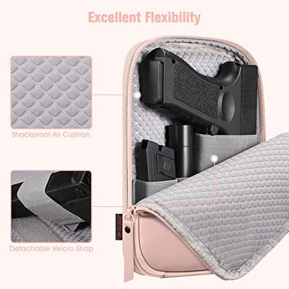FINPAC Concealed Carry Gun Pouch, Soft Pistol Case Fanny Pack Firearm Bag | Pistol Bag Waist Belt with Holster for Handgun, Air Gun, Men, Women - color: Rose Gold - Standard Size