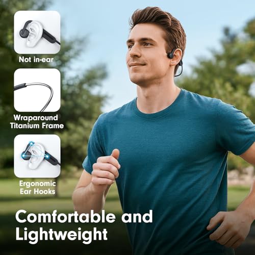 Bone Conduction Headphones, Open Ear Headphones, Superior Sound Wireless Bluetooth Running Headphones 10H Playtime, Comfortable Fit Waterproof for Music, Workouts, Travel