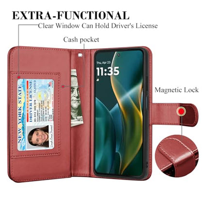 for Motorola Moto G Power 5G 2025 Case, for Moto G Power 2025 Wallet Case, PU Leather Credit Card Holder [9 Card Slots] Folio Flip Detachable Magnetic Cover Kickstand & Lanyard, Wine Red - color: Wine Red