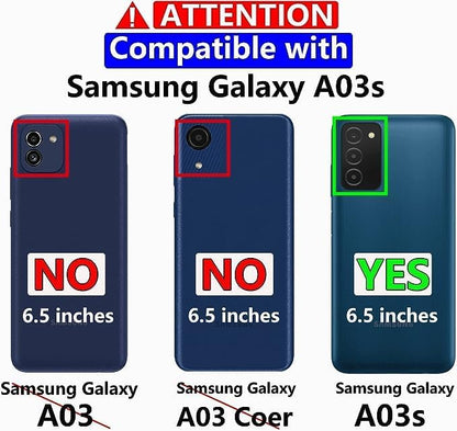 for Samsung Galaxy A03S Case, Heavy Duty Protective Case with [3 in 1] Rugged Rubber Shockproof Protection Cover for Galaxy A03S(Red/Black) - color: Red/Black