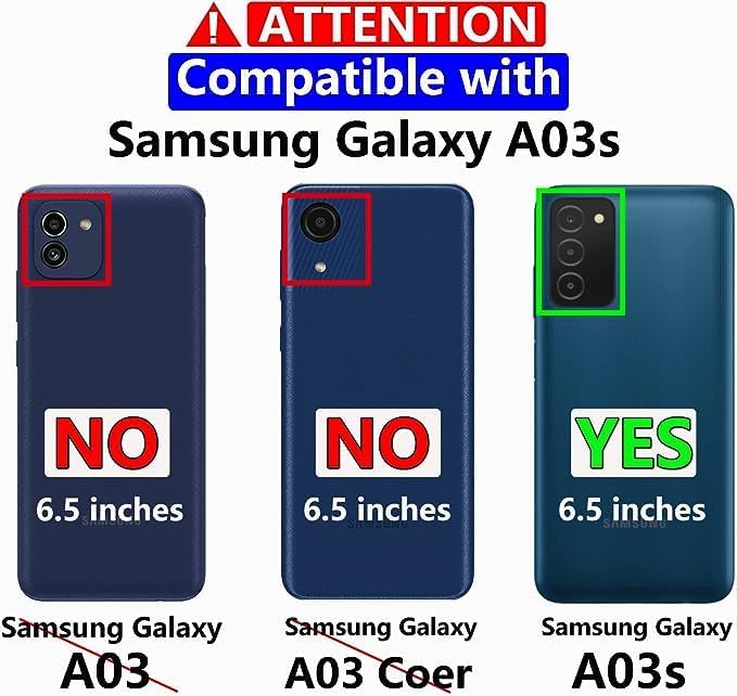 for Samsung Galaxy A03S Case, Heavy Duty Protective Case with [3 in 1] Rugged Rubber Shockproof Protection Cover for Galaxy A03S(Black) - color: Black