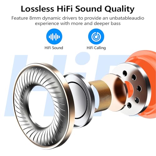 kurdene Wireless Earbuds Bluetooth 5.3 Light Weight in Ear Headphones - color: Orange