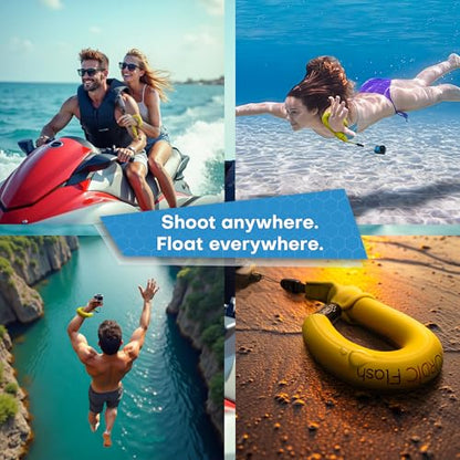 Waterproof Phone & Camera Float Wrist Strap for Underwater | Waterproof Float Strap Compatible with GoPro Hero 13, Insta360 X4, DJI Action 5 Pro, iPhone, OM System TG-7 & Kodak WPZ2 - color: Yellow Burst