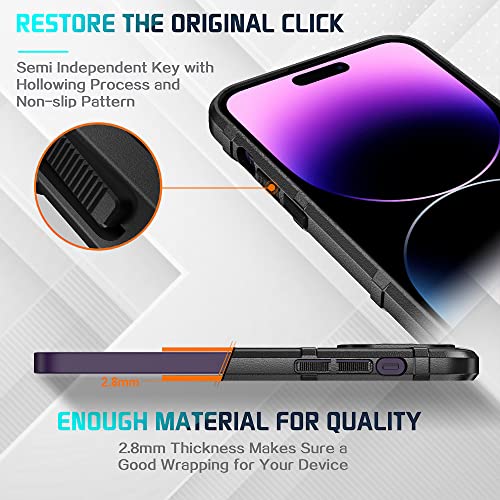 Rugged Shield 8ft Drop Proof TPU Thick Armor Tactical Protective Case Compatible with iPhone 14 Pro Max (6.7 inches) - Dark Black - color: Dark Black, size: iPhone 14 Pro Max