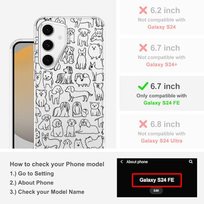 MOSNOVO Case for Samsung Galaxy S24 FE, [Buffertech 6.6ft Military-Grade Drop Protection] [Anti Peel Off Tech] Clear TPU Bumper Phone Case Cover Design - Doodle Dog - color: Clear - Doodle Dog, size: Samsung Galaxy S24 FE