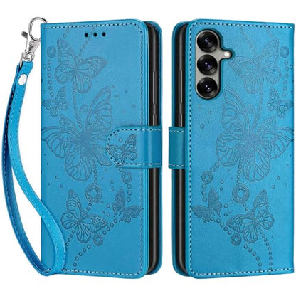 for Samsung Galaxy S25 Wallet case, Blue-Butterfly | 3 Card Holders, Kickstand, Shockproof TPU Shell, PU Leather, Magnetic Closure, Protective Flip Folio Cover, Women - color: 8