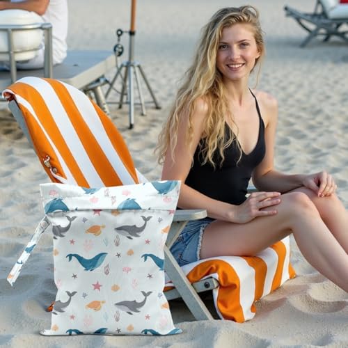Wet Dry Bags for Diaper Waterproof Swimsuit Washable Reusable Bag for Beach Diapers Dirty Yoga Gym Clothes Plant Gifts for Men Baby Friend Women 12.5x10.2 Inches - color: Fish8