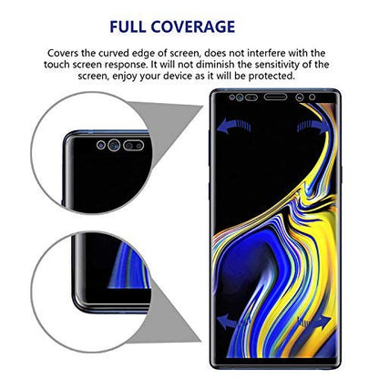 Galaxy Note 9 Screen Protector Privacy, 2-Way Anti Spy Full Adhesive Coverage (2-Pack) Nano Shield 3D Curve Edge Fit Soft Film (NOT Tempered Glass) for Samsung Note 9 and 1-Pack Back Skin Protector