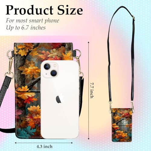Small Crossbody Bags for Women Touchscreen Cell Phone Bag Cross Body Purses with adjustable Strap,Gifts For Teenage Girls - color: The Autumn Forest