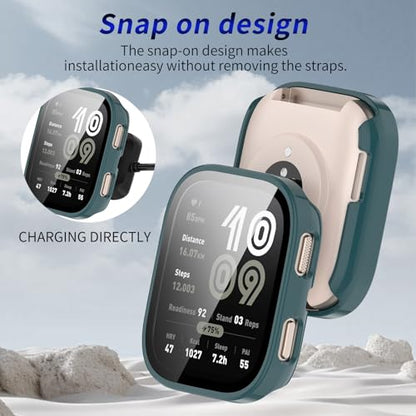 2 Pack for Amazfit Bip 6 Screen Protector Case - color: Dark Green+Dark Green