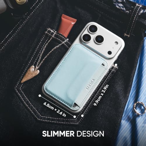 VULKIT Credit Card Holder for Phone case, Slim Adhesive Phone Wallet Stick On for Men & Women, Compatible with Most Cell Phones, Mist Blue - color: Mist Blue