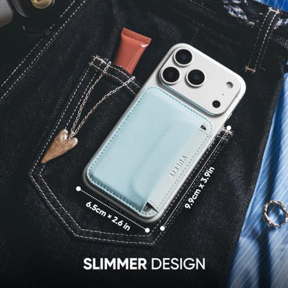 VULKIT Credit Card Holder for Phone case, Slim Adhesive Phone Wallet Stick On for Men & Women, Compatible with Most Cell Phones, Mist Blue - color: Mist Blue