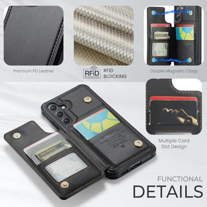 Kowauri for Samsung Galaxy S23 FE Case, PU Leather Wallet Case for Women Men with RFID Blocking Card Holder Slot Magnetic Closure Shockproof Protective Phone Cover for Samsung Galaxy S23 FE,Black - color: Black
