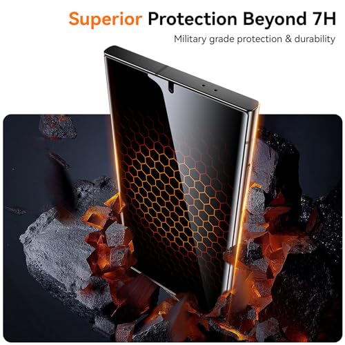 2 Pack for Samsung Galaxy S23 Ultra / S22 Ultra 6.8” Privacy Screen Protector [Non-Glass] Auto Alignment, Bubble-Free, Fingerprint ID Support, Full Coverage Anti-Spy PET Film, Case Friendly