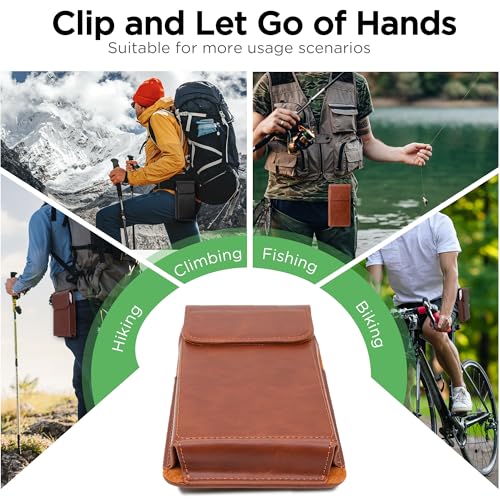 Holster for iPhone 17 Pro Max 16 Pro Max 15 Pro Max 14 Pro Max 13 Pro Max Air 16 Plus 15 Plus 14 Plus, Premium Leather Pouch with Belt Clip Phone Holster Belt Case, Brown -L - color: Brown, size: Large